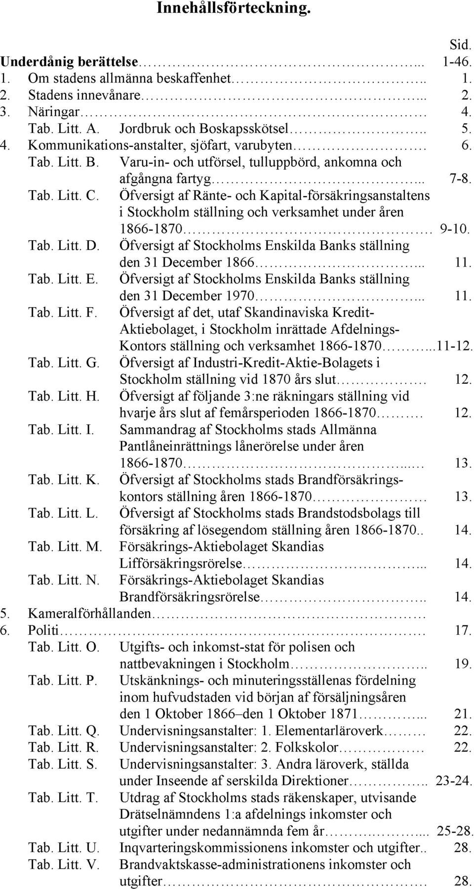 Öfversigt af Ränte- och Kapital-försäkringsanstaltens i Stockholm ställning och verksamhet under åren 1866-1870. 9-10. Tab. Litt. D.