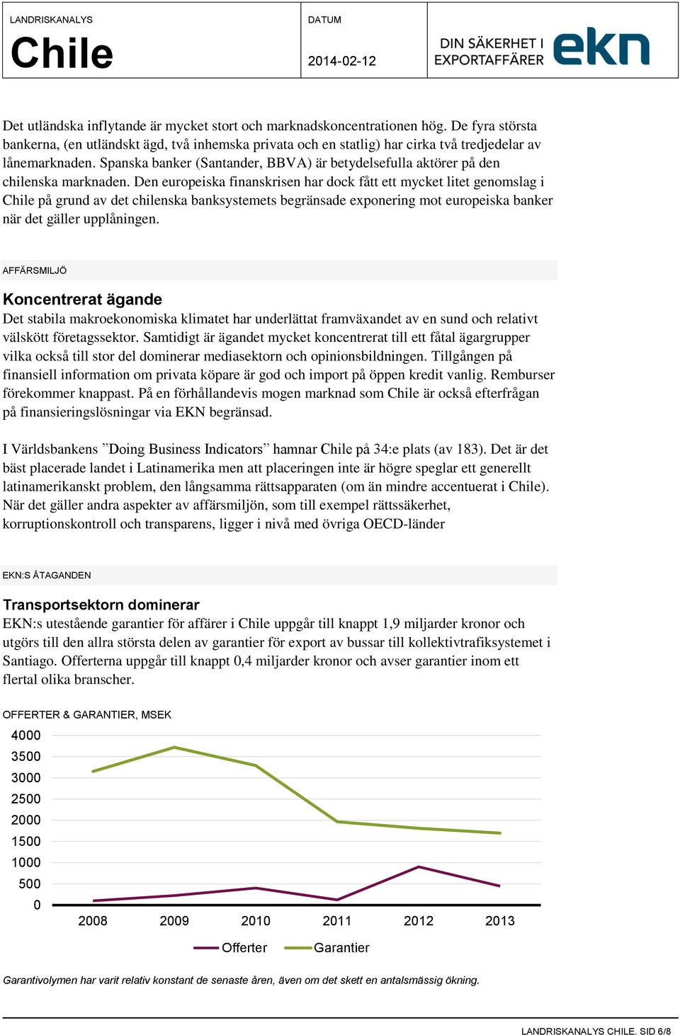 Den europeiska finanskrisen har dock fått ett mycket litet genomslag i på grund av det chilenska banksystemets begränsade exponering mot europeiska banker när det gäller upplåningen.