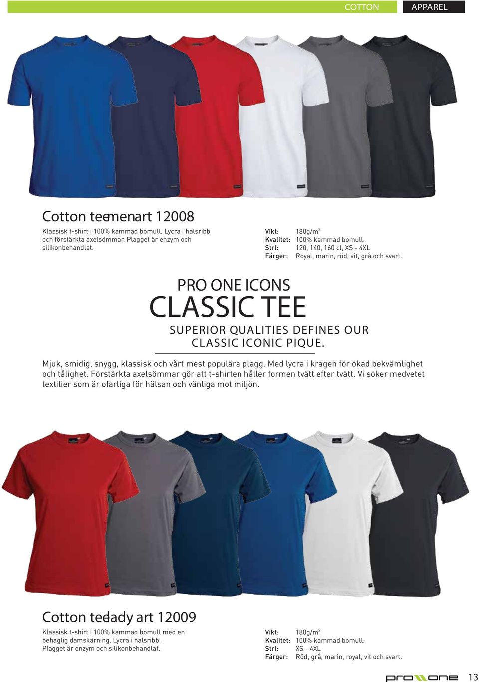 Pris: 49:- (59:- färgad) PRO ONE ICONS CLASSIC TEE SUPERIOR QUALITIES DEFINES OUR CLASSIC ICONIC PIQUE. Mjuk, smidig, snygg, klassisk och vårt mest populära plagg.