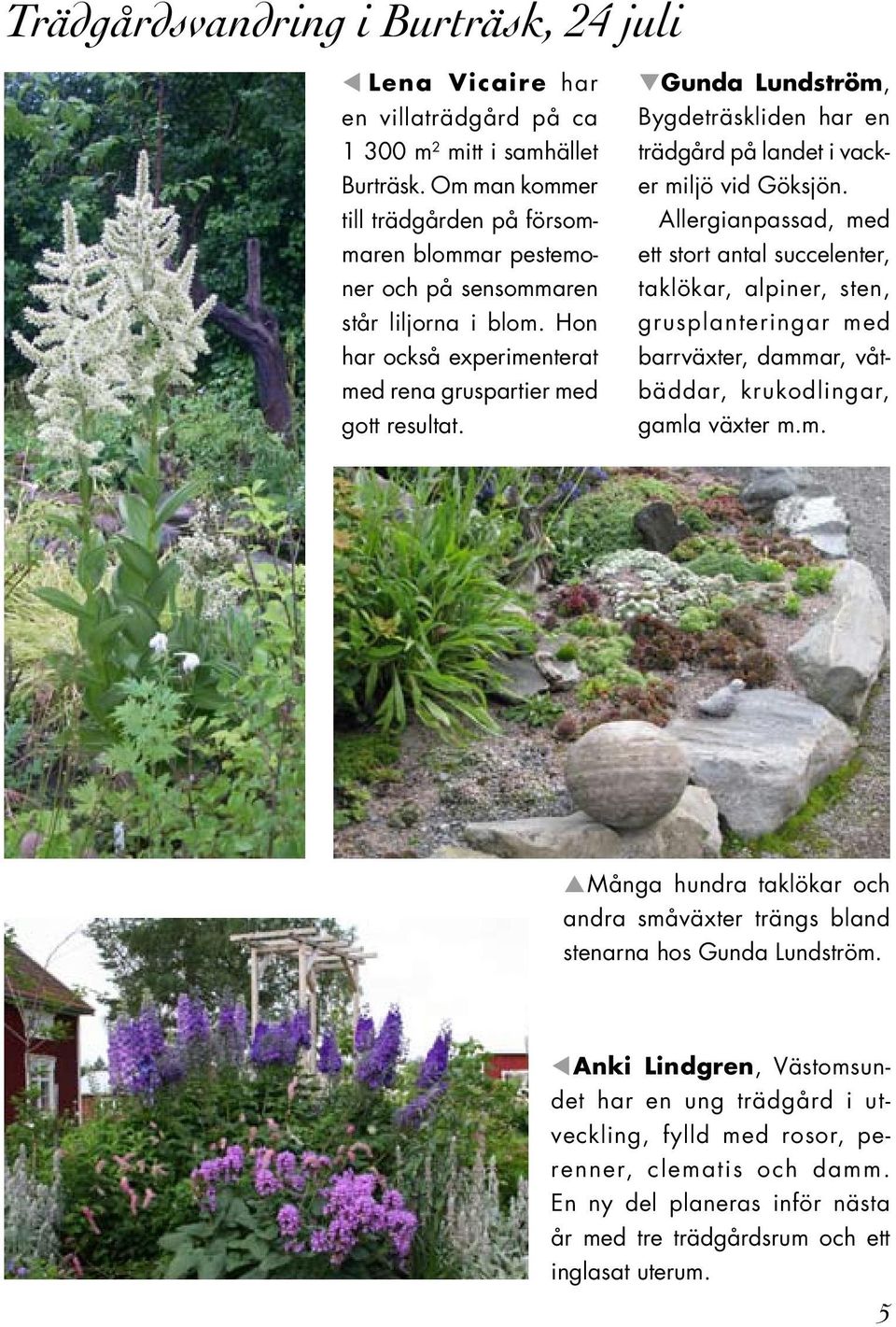 Gunda Lundström, Bygdeträskliden har en trädgård på landet i vacker miljö vid Göksjön.