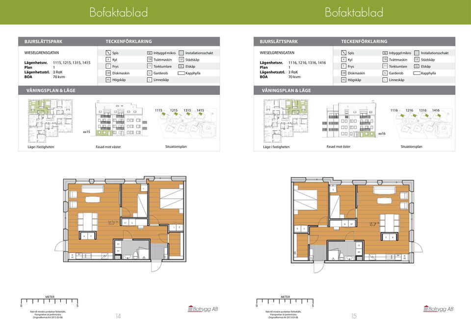 1116, 1216, 1316, 1416 Plan 1 Lägenhetsstrl.