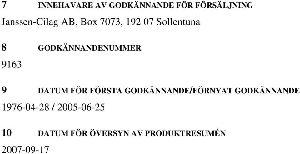 DATUM FÖR FÖRSTA GODKÄNNANDE/FÖRNYAT GODKÄNNANDE 1976-04-28