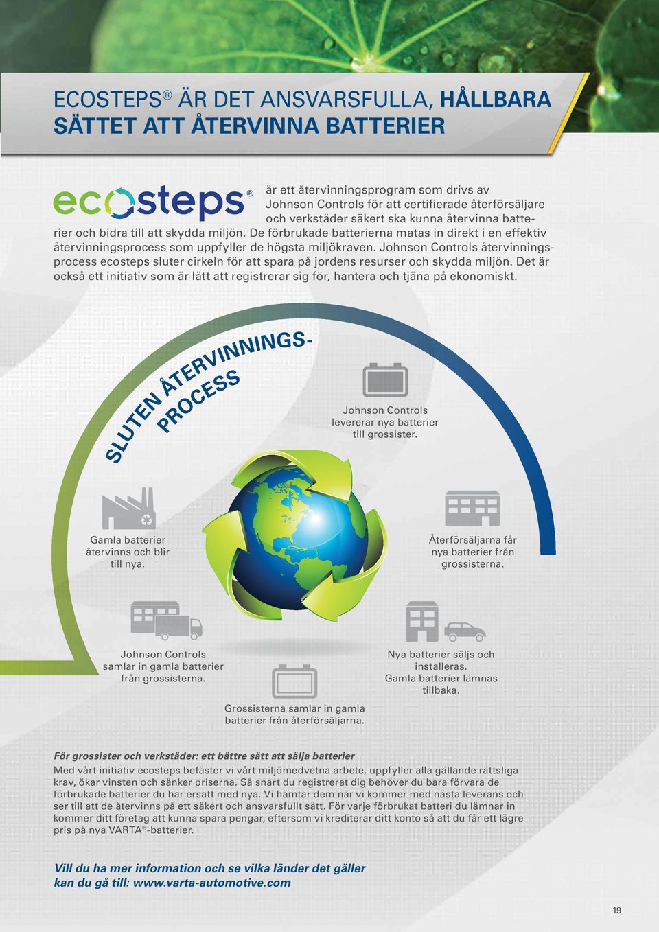 Johnson Controls återvinningsprocess ecosteps sluter cirkeln för att spara på jordens resurser och skydda miljön.