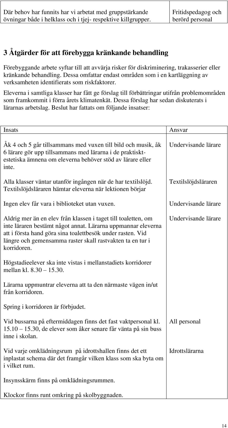 Dessa omfattar endast områden som i en kartläggning av verksamheten identifierats som riskfaktorer.