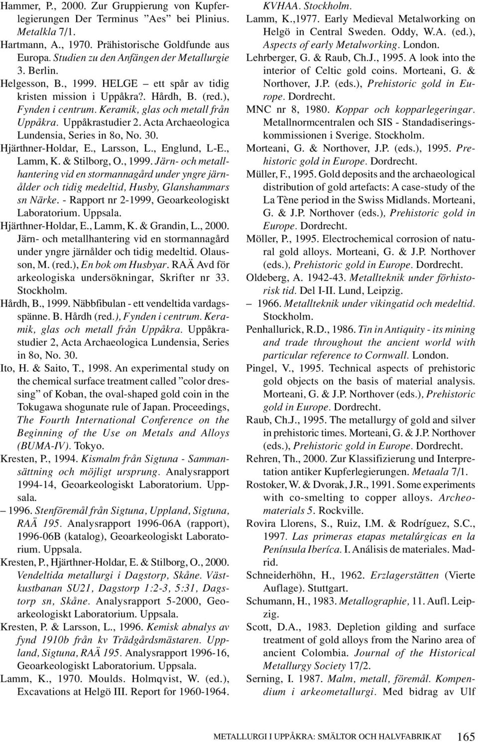 Acta Archaeologica Lundensia, Series in 8o, No. 30. Hjärthner-Holdar, E., Larsson, L., Englund, L-E., Lamm, K. & Stilborg, O., 1999.
