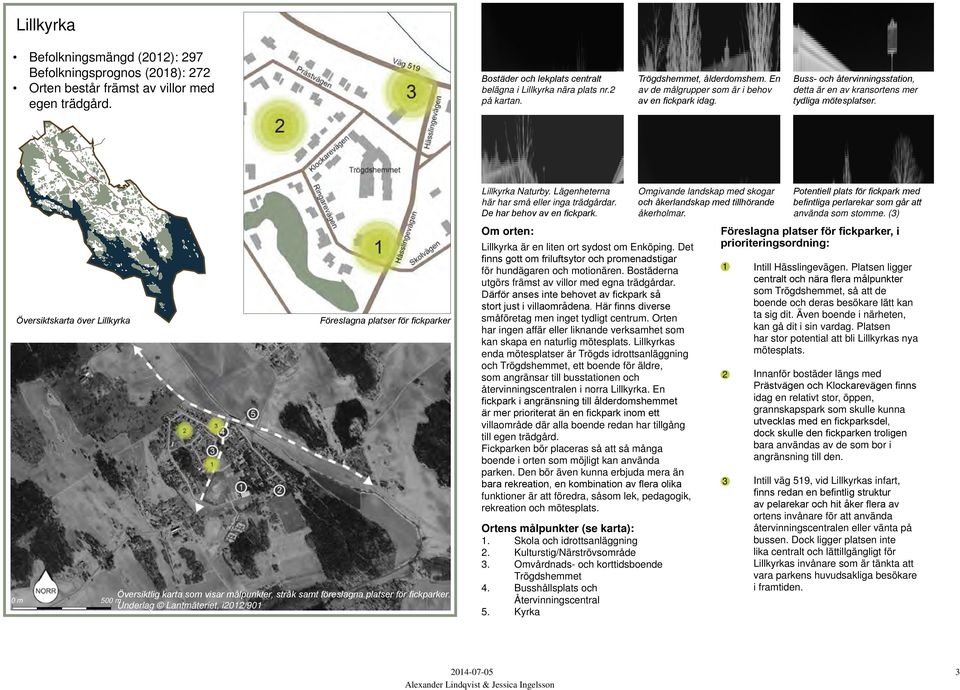 Översiktskarta över Lillkyrka Översiktlig karta som visar målpunkter, stråk samt föreslagna platser för fickparker. 0 m 500 m Underlag Lantmäteriet, i0/90 Lillkyrka Naturby.