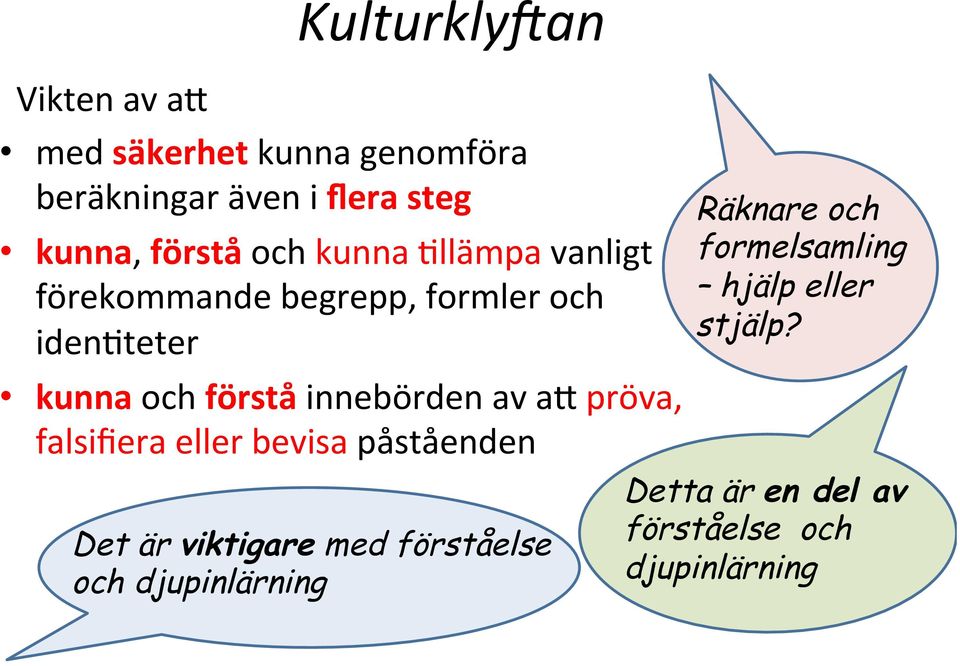 vanligt förekommande begrepp, formler och iden'teter kunna och förstå innebörden av a9 pröva,