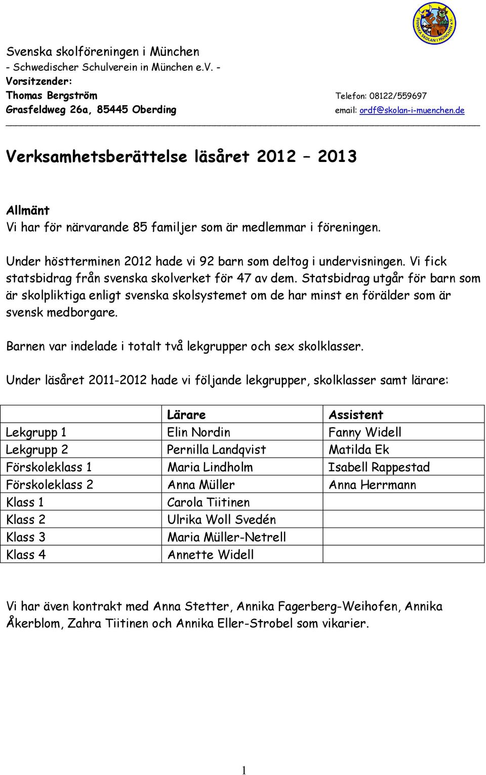 Barnen var indelade i totalt två lekgrupper och sex skolklasser.