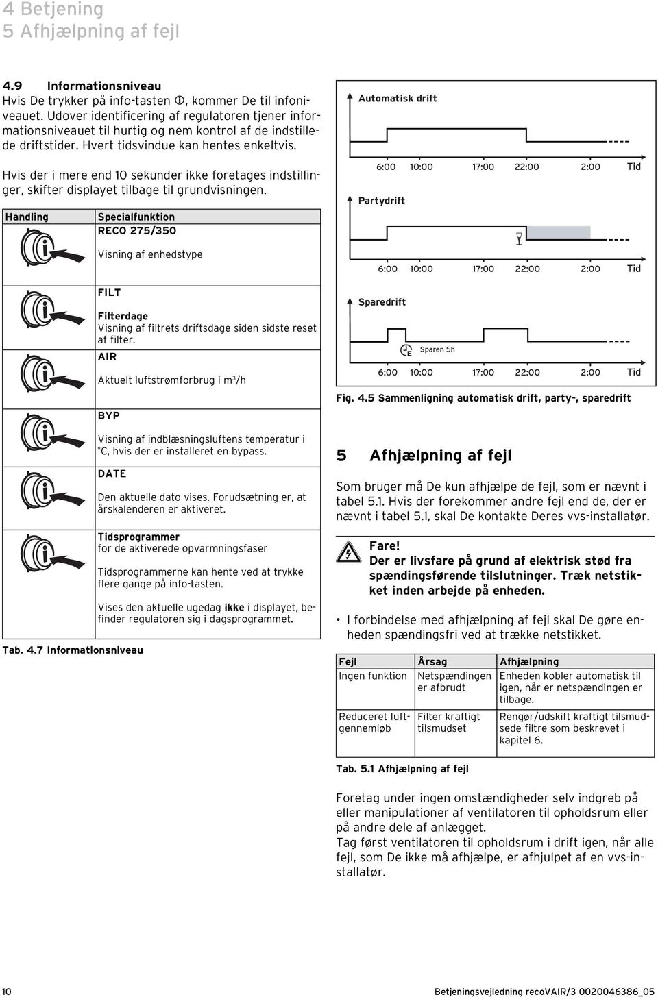 Hvis der i mere end 10 sekunder ikke foretages indstillinger, skifter displayet tilbage til grundvisningen.