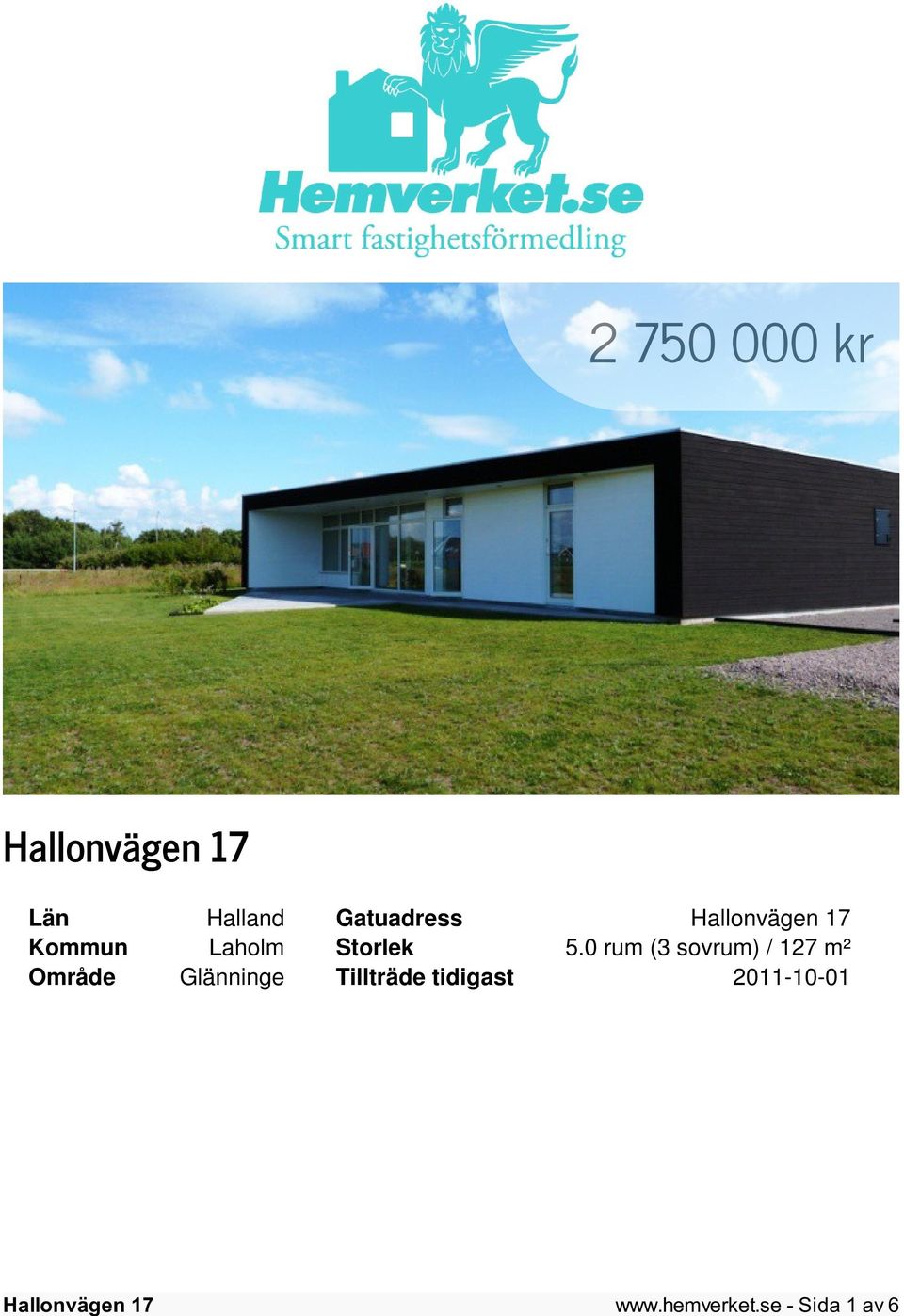 0 rum (3 sovrum) / 127 m² Område