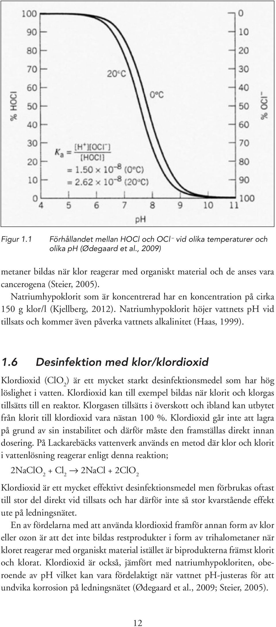 Natriumhypoklorit höjer vattnets ph vid tillsats och kommer även påverka vattnets alkalinitet (Haas, 19