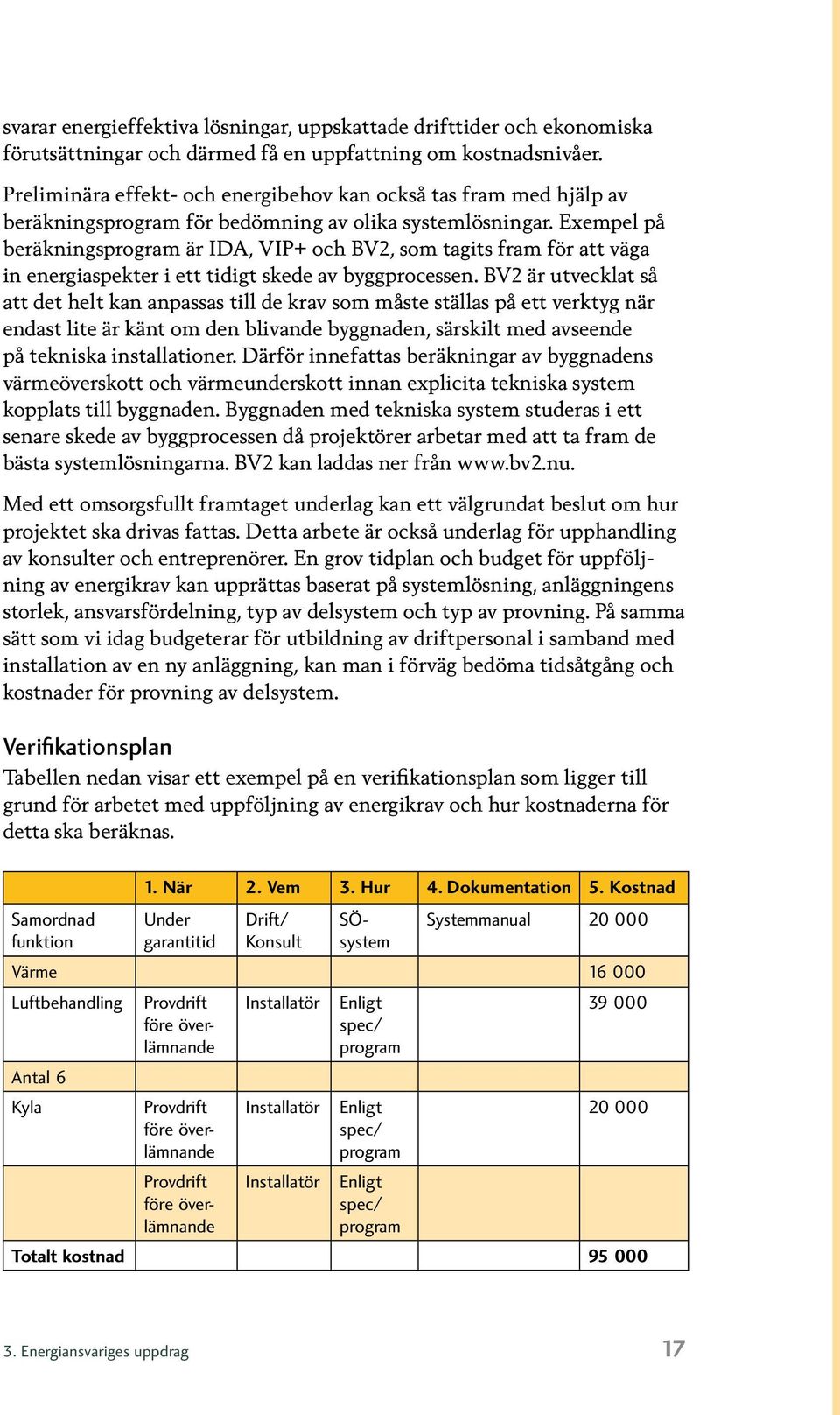 Exempel på beräkningsprogram är IDA, VIP+ och BV2, som tagits fram för att väga in energiaspekter i ett tidigt skede av byggprocessen.