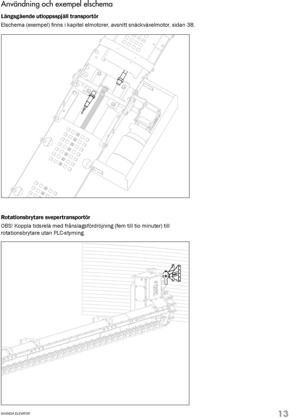 sidan 38. Rotationsbrytare svepertransportör OBS!