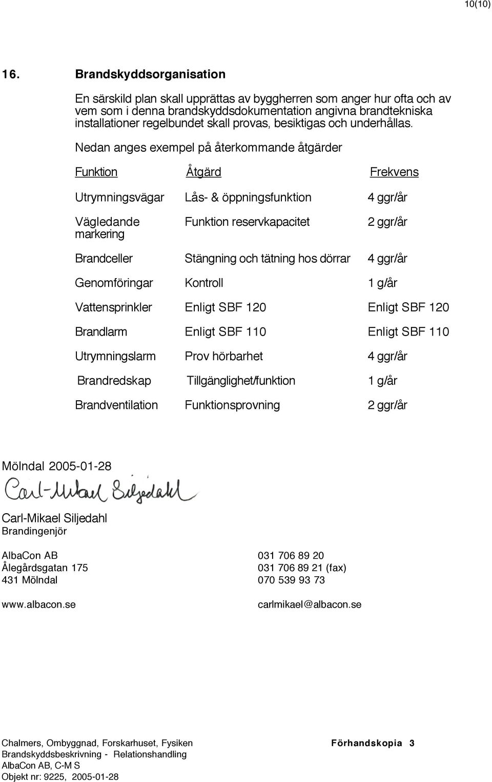 provas, besiktigas och underhållas.