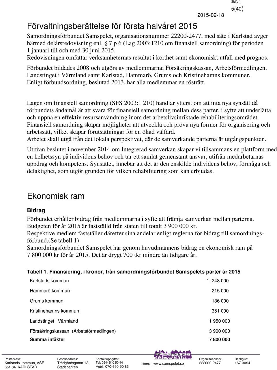 Förbundet bildades 2008 och utgörs av medlemmarna; Försäkringskassan, Arbetsförmedlingen, Landstinget i Värmland samt Karlstad, Hammarö, Grums och Kristinehamns kommuner.