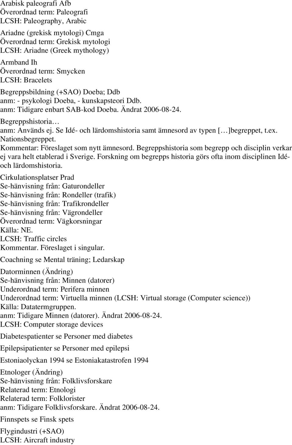 Se Idé- och lärdomshistoria samt ämnesord av typen [ ]begreppet, t.ex. Nationsbegreppet. Kommentar: Föreslaget som nytt ämnesord.