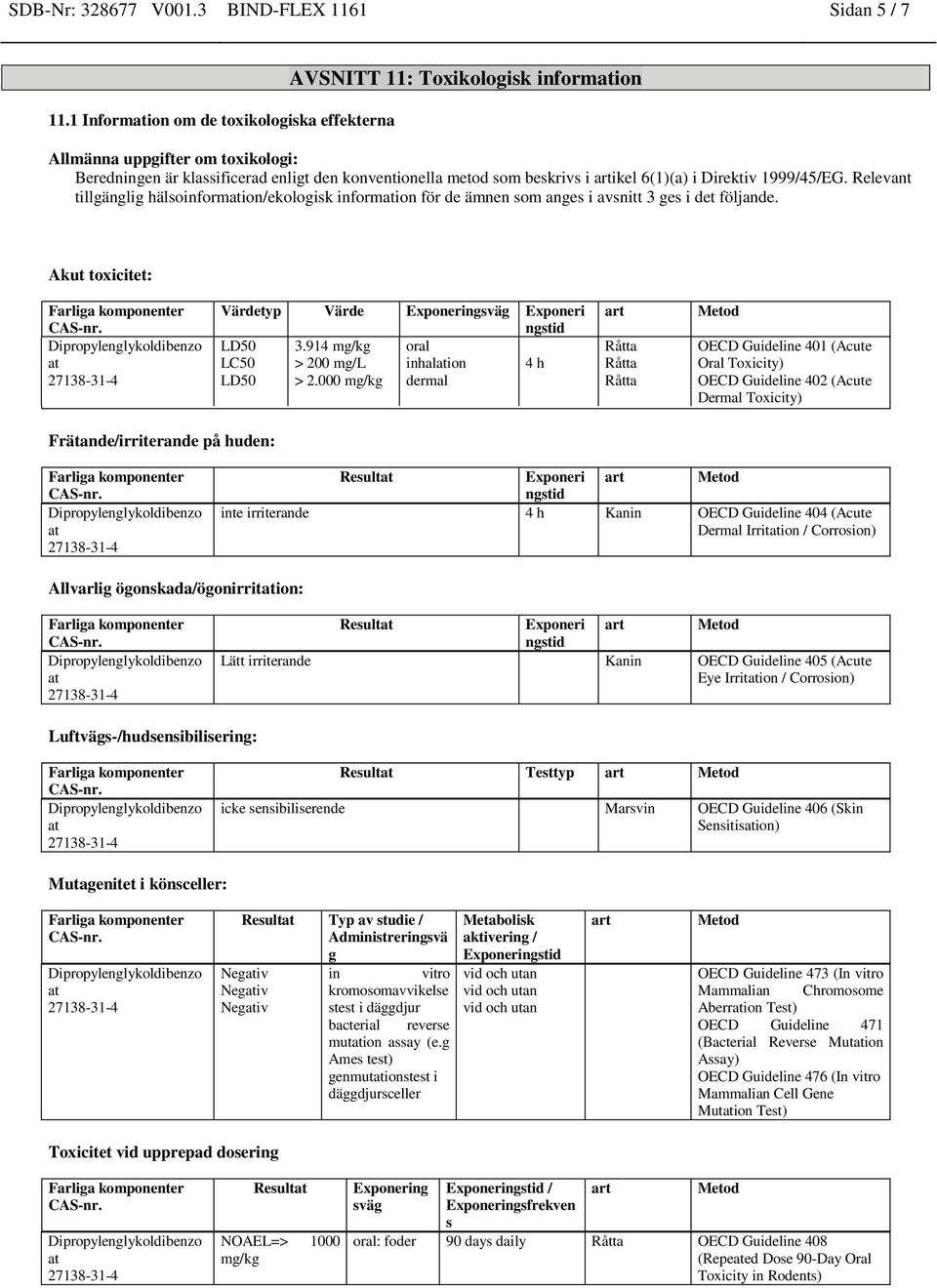 6(1)(a) i Direktiv 1999/45/EG. Relevant tillgänglig hälsoinformion/ekologisk informion för de ämnen som anges i avsnitt 3 ges i det följande.