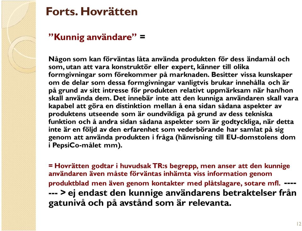 marknaden. Besitter vissa kunskaper om de delar som dessa formgivningar vanligtvis brukar innehålla och är på grund av sitt intresse för produkten relativt uppmärksam när han/hon skall använda dem.