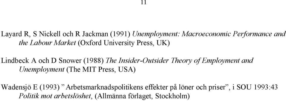 Theory of Employment and Unemployment (The MIT Press, USA) Wadensjö E (1993)