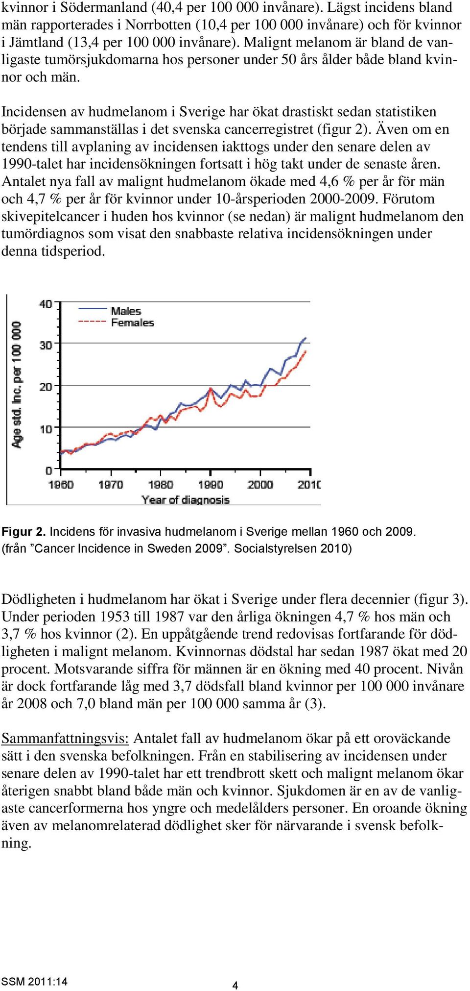 Incidensen av hudmelanom i Sverige har ökat drastiskt sedan statistiken började sammanställas i det svenska cancerregistret (figur 2).