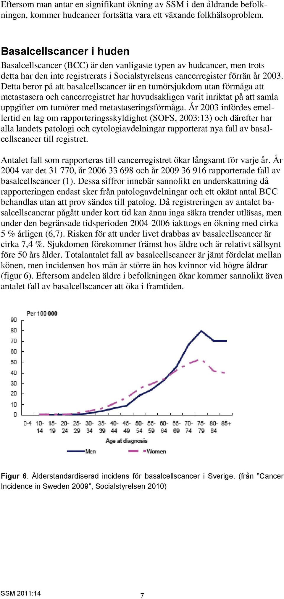 Detta beror på att basalcellscancer är en tumörsjukdom utan förmåga att metastasera och cancerregistret har huvudsakligen varit inriktat på att samla uppgifter om tumörer med metastaseringsförmåga.