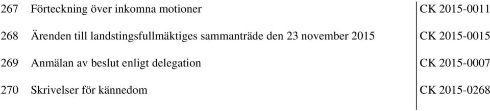 november 2015 CK 2015-0015 269 Anmälan av beslut enligt