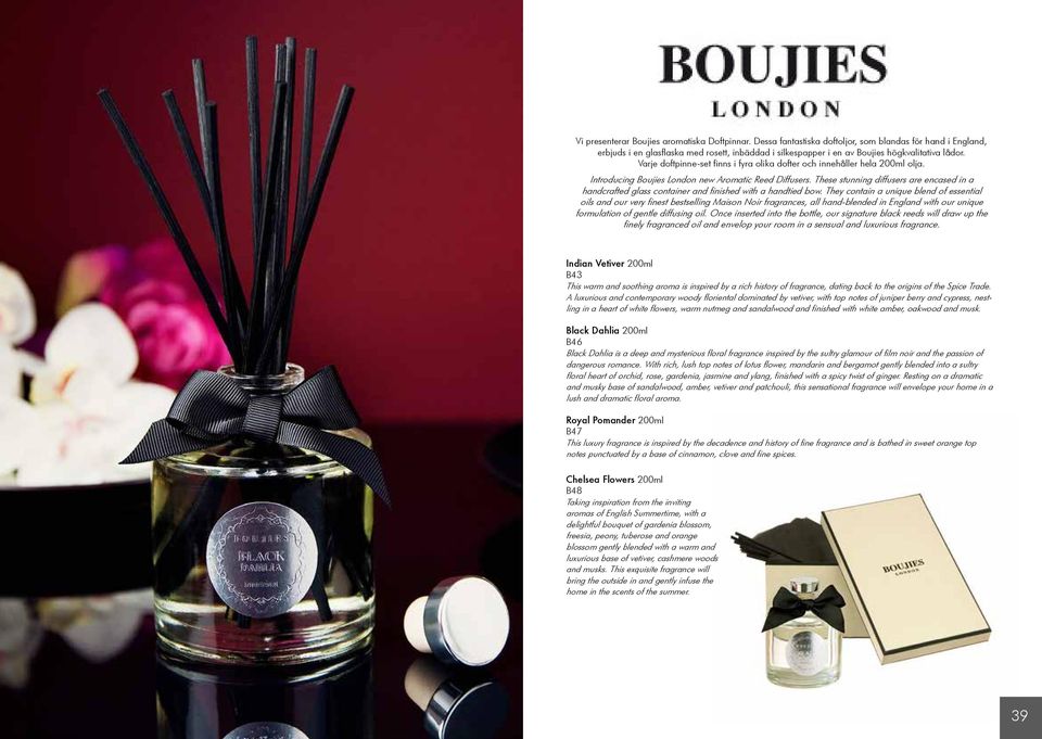 Varje doftpinne-set finns i fyra olika dofter och innehåller hela 200ml olja. Introducing Boujies London new Aromatic Reed Diffusers.