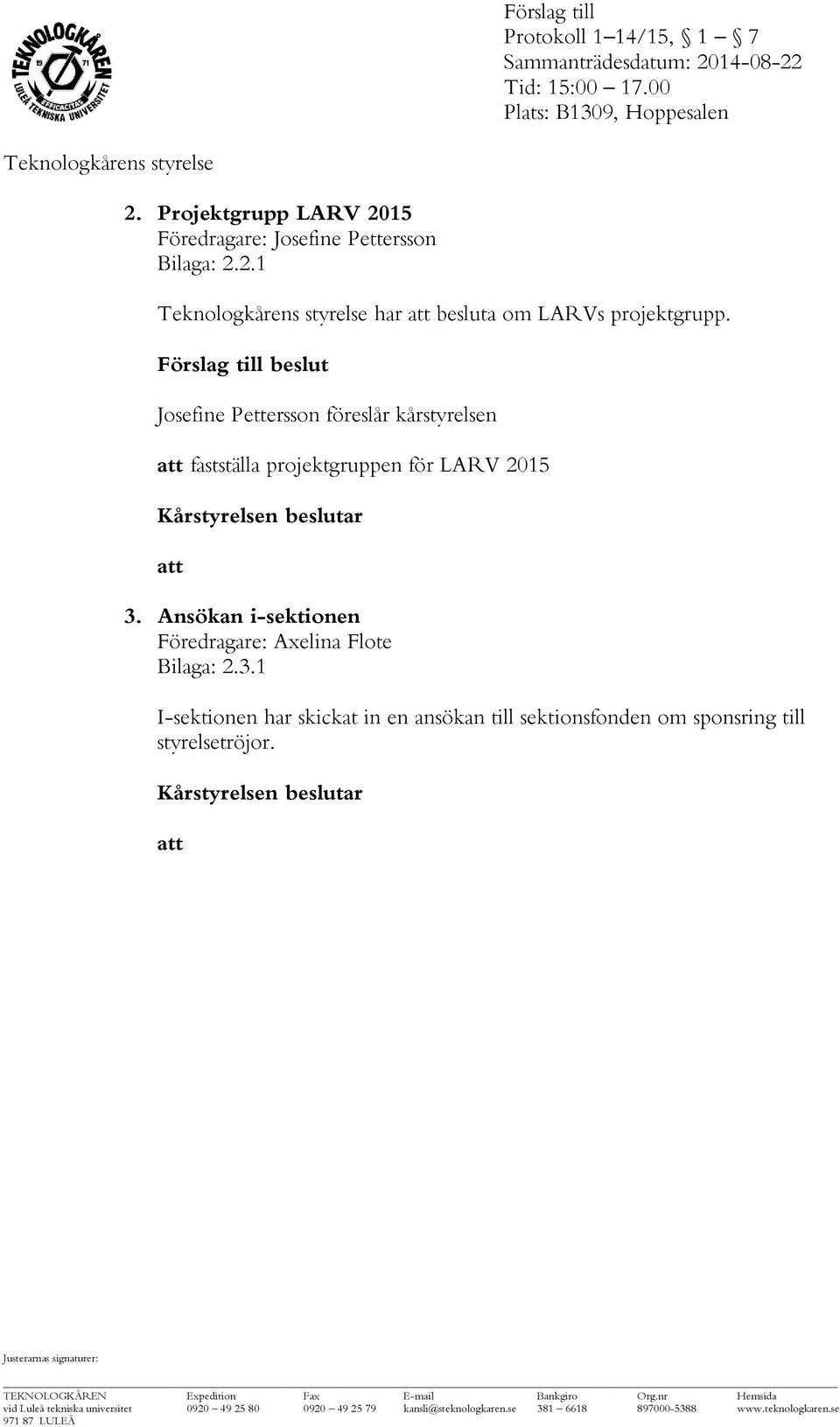 projektgruppen för LARV 2015 3.