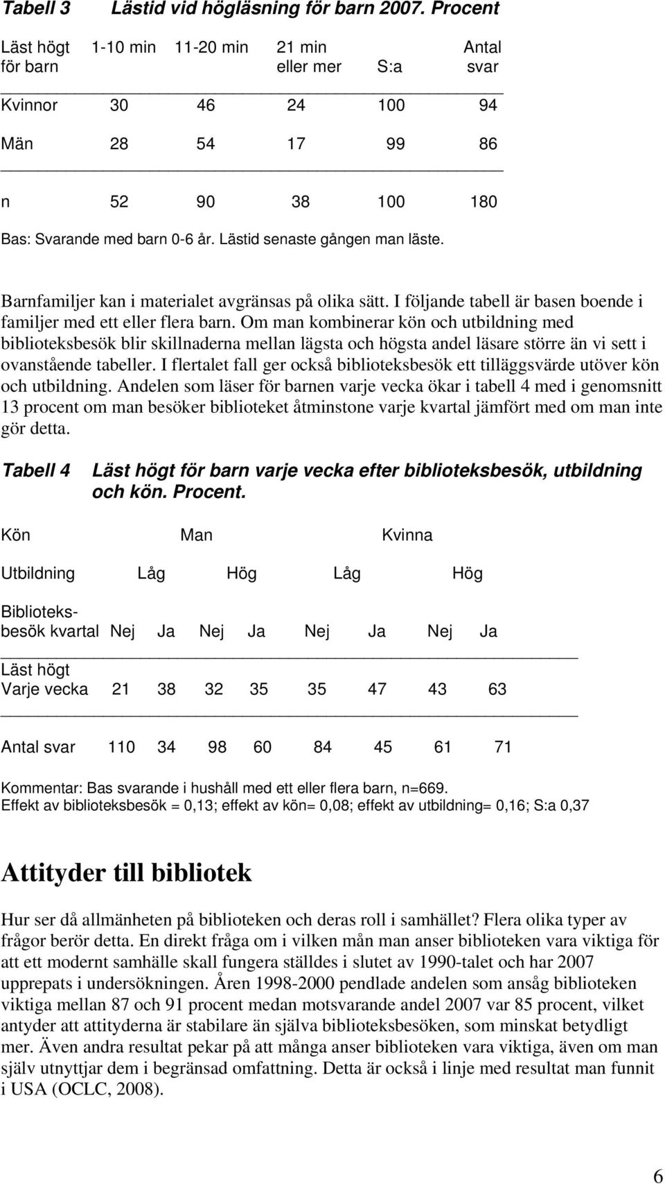 Lästid senaste gången man läste. Barnfamiljer kan i materialet avgränsas på olika sätt. I följande tabell är basen boende i familjer med ett eller flera barn.