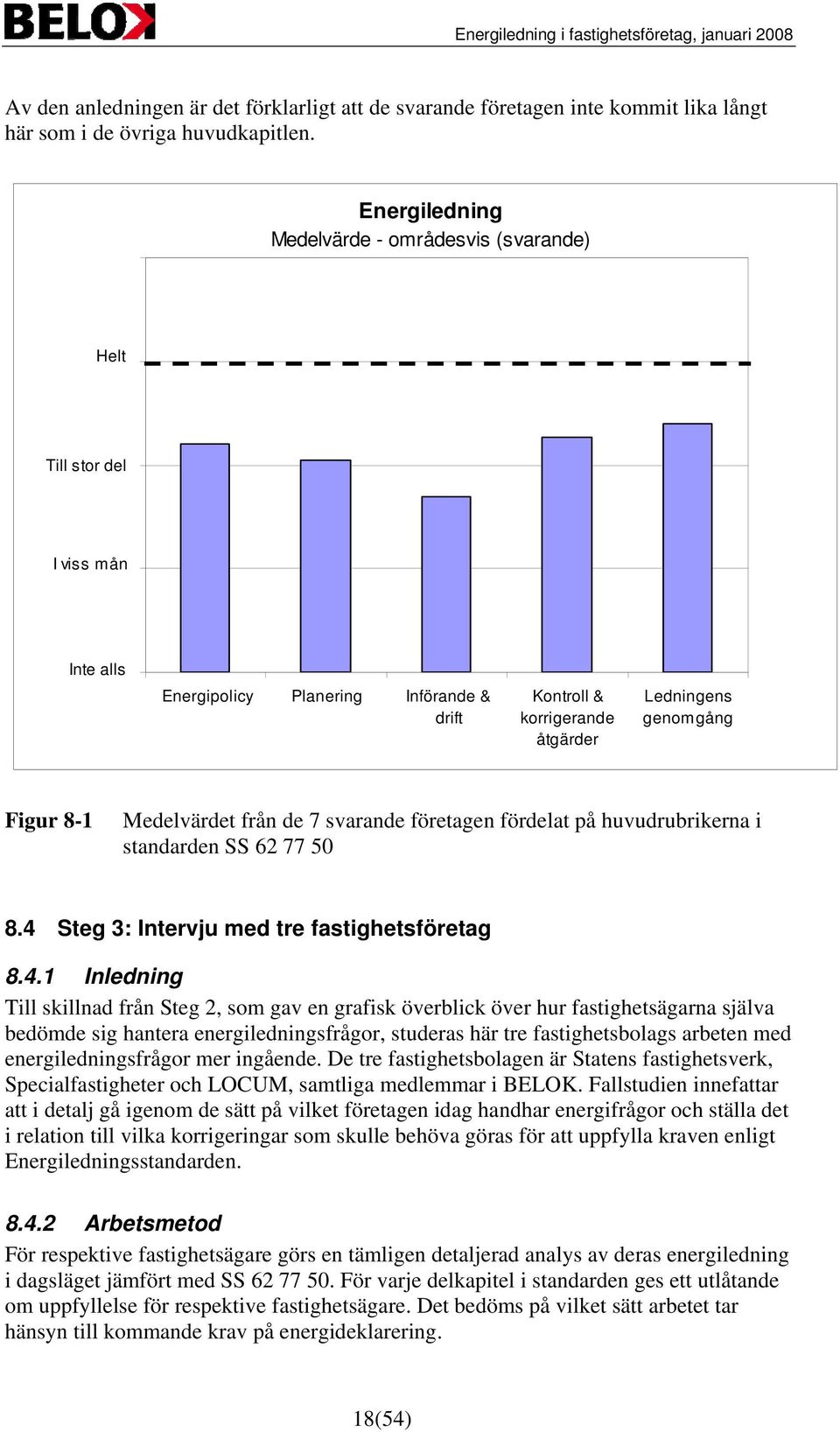 Medelvärdet från de 7 svarande företagen fördelat på huvudrubrikerna i standarden SS 62 77 50 8.4 