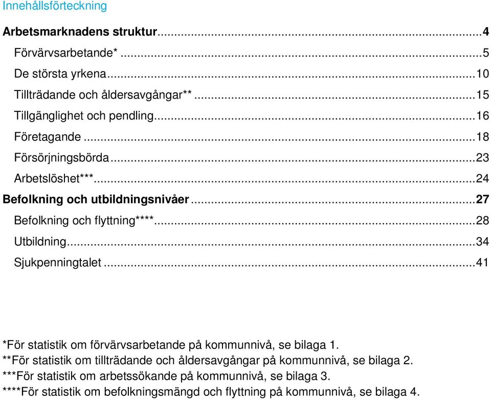 .. 27 Befolkning och flyttning****... 28 Utbildning... 34 Sjukpenningtalet... 41 *För statistik om förvärvsarbetande på kommunnivå, se bilaga 1.