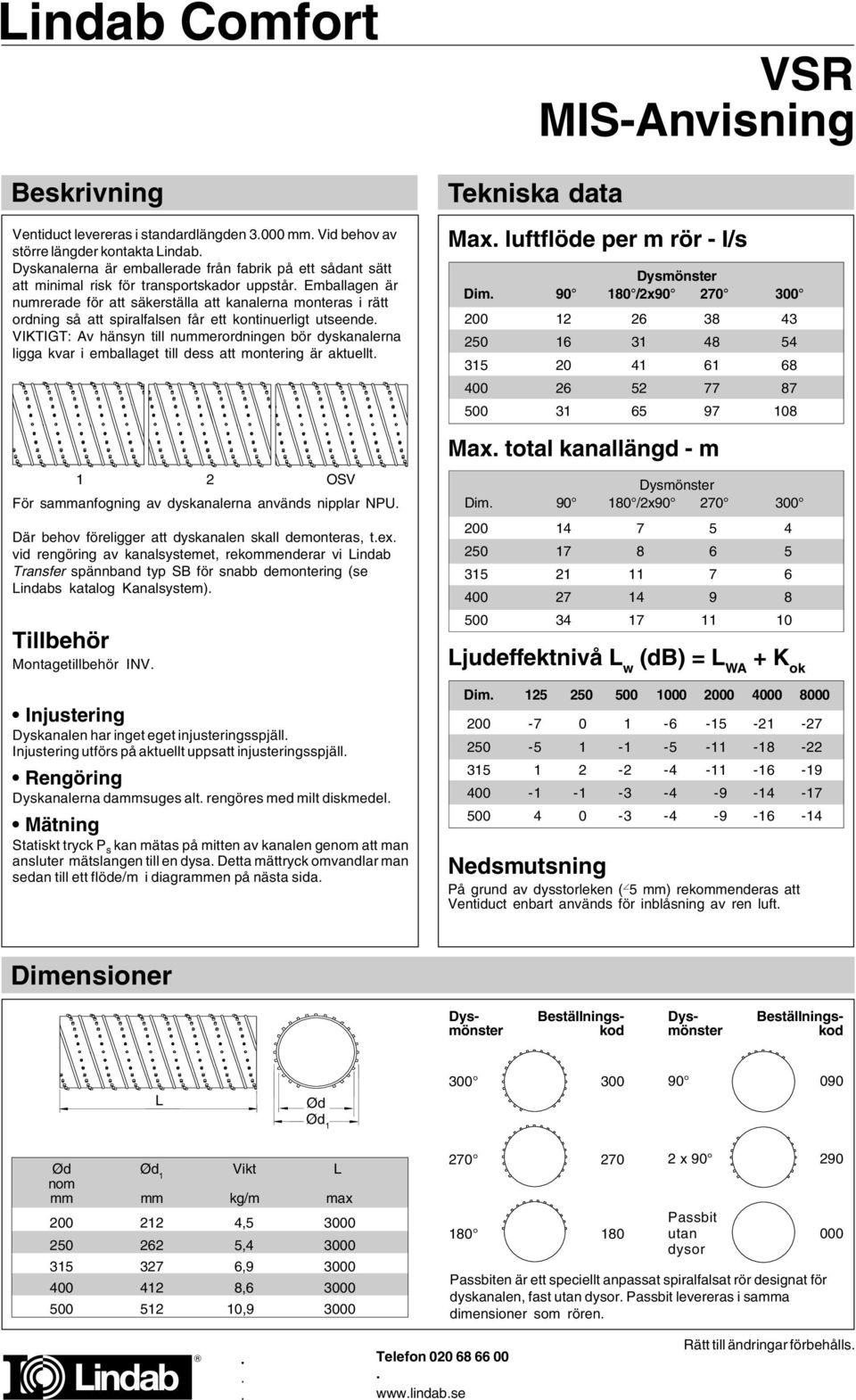 bör dyskanalerna ligga kvar i emballaget till dess att montering är aktuellt OSV För sammanfogning av dyskanalerna används nipplar NPU Där behov föreligger att dyskanalen skall demonteras, tex vid