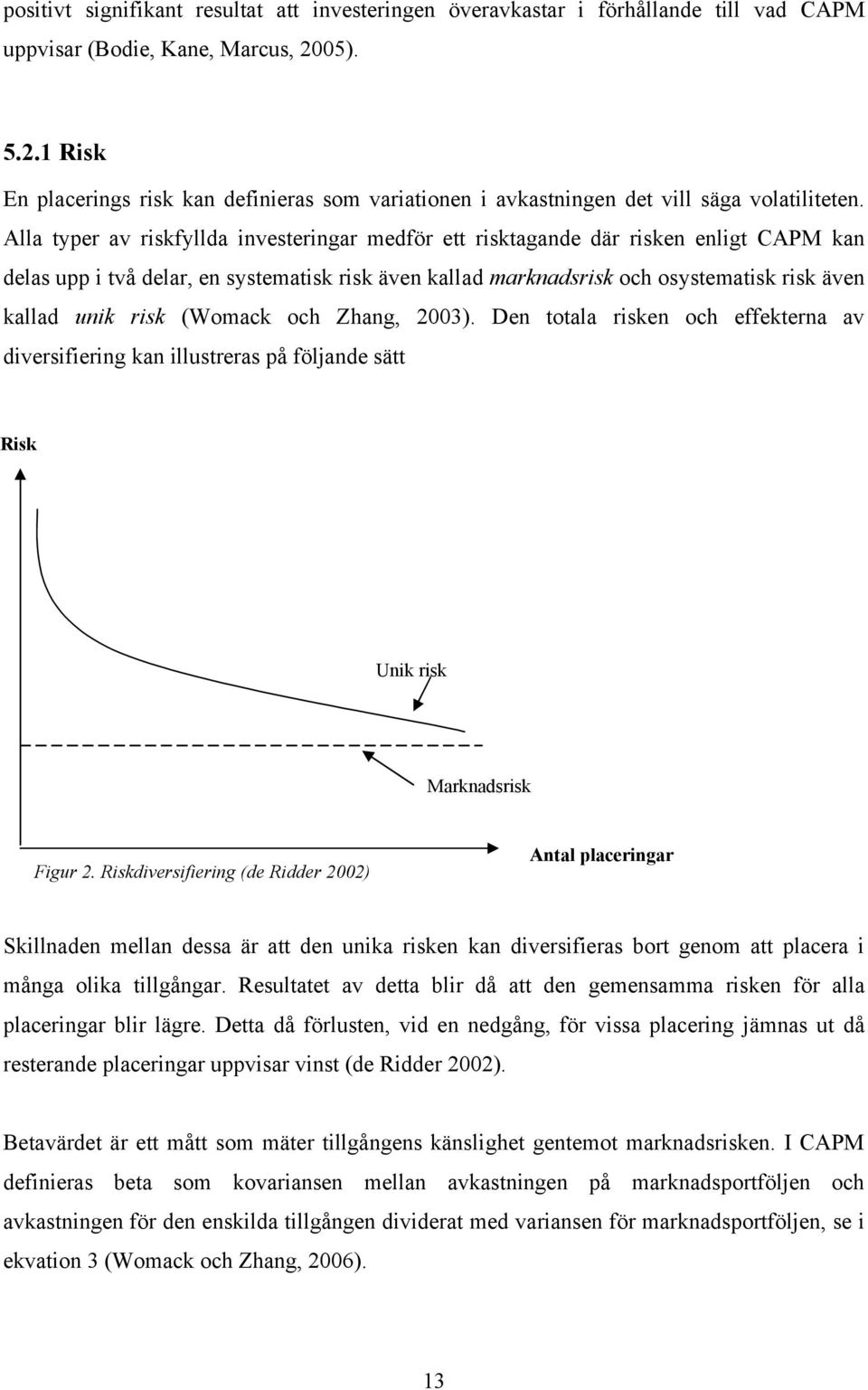 Zhang, 2003). Den totala rsken och effekterna av dversferng kan llustreras på följande sätt Rsk Unk rsk Marknadsrsk Fgur 2.