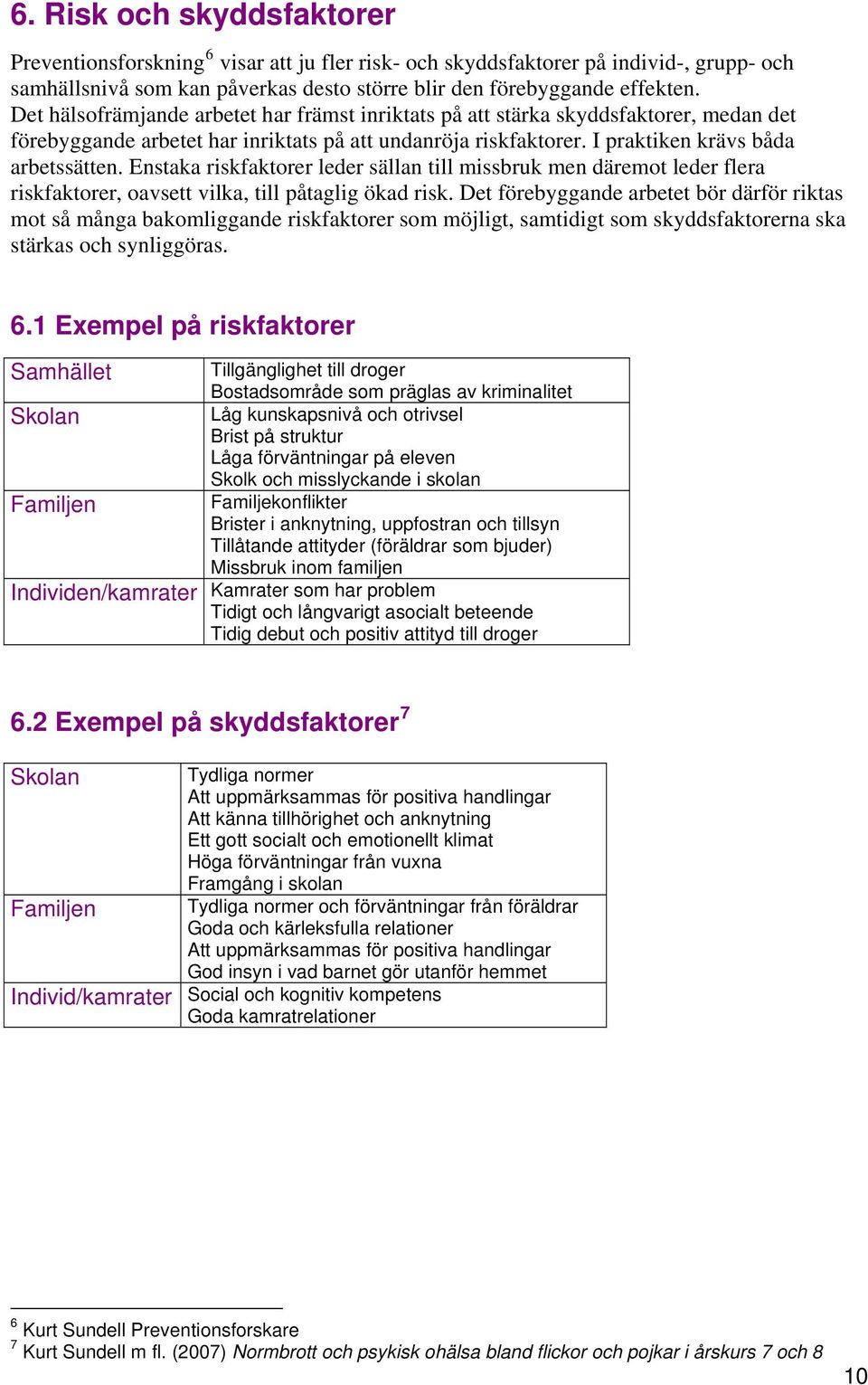 Enstaka riskfaktorer leder sällan till missbruk men däremot leder flera riskfaktorer, oavsett vilka, till påtaglig ökad risk.