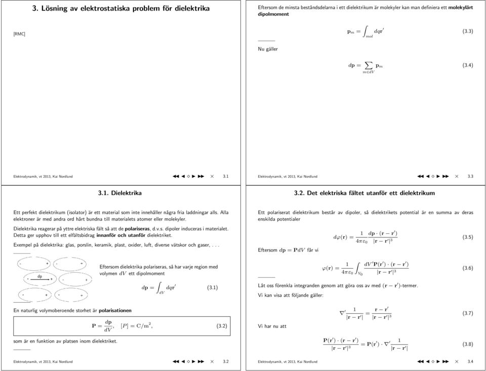 Alla elektroner är med andra ord hårt bundna till materialets atomer eller molekyler. Dielektrika reagerar på yttre elektriska fält så att de polariseras, d.v.s. dipoler induceras i materialet.