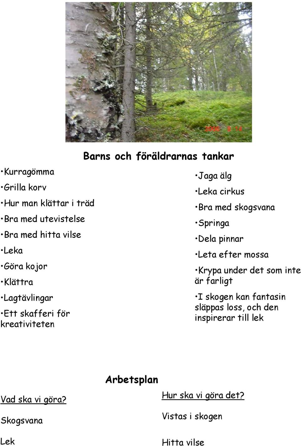 Springa Dela pinnar Leta efter mossa Krypa under det som inte är farligt I skogen kan fantasin släppas loss, och