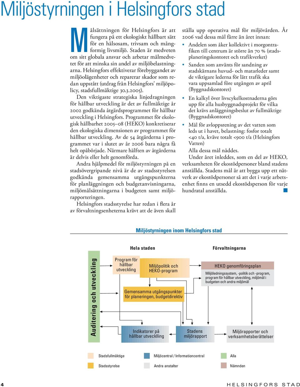 Helsingfors effektiverar förebyggandet av miljöolägenheter och reparerar skador som redan uppstått (utdrag från Helsingfors miljöpolicy, stadsfullmäktige 30.3.2005).