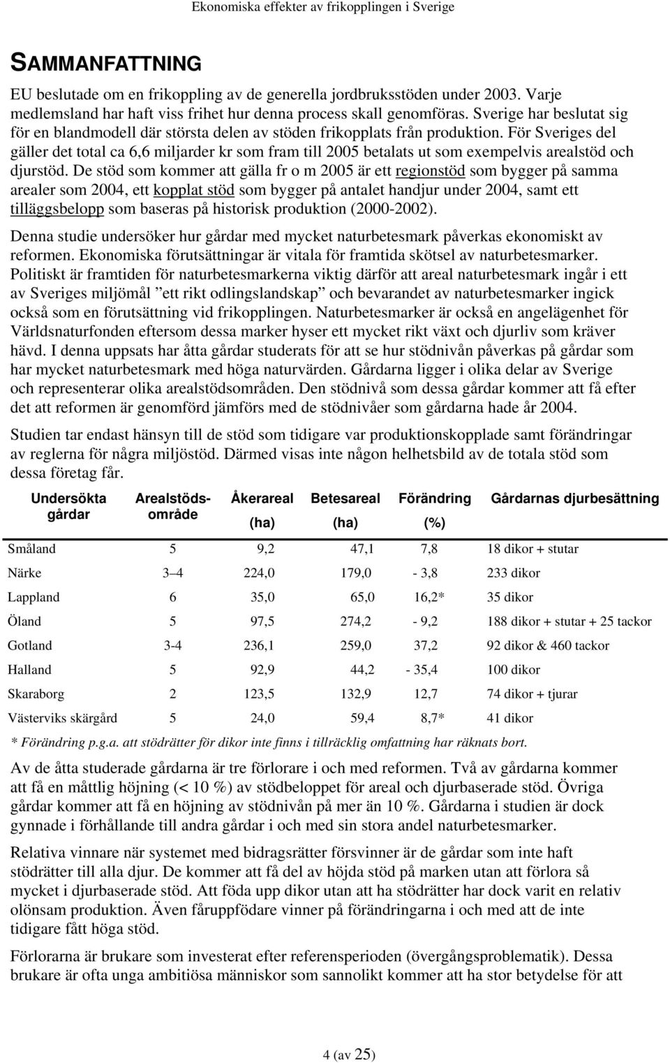 För Sveriges del gäller det total ca 6,6 miljarder kr som fram till 2005 betalats ut som exempelvis arealstöd och djurstöd.