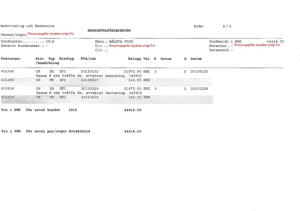 00 SEK 3 Hanna R ska träffa de, avvaktar hantering. 140603 401296 OP FK KF1 '20i20217 316.00 SEK 602656 OP FA KF1 20101229 21970.00 SEK 3 Hanna R ska träffa de, avvaktar hantering. 140603 602656 OJ?