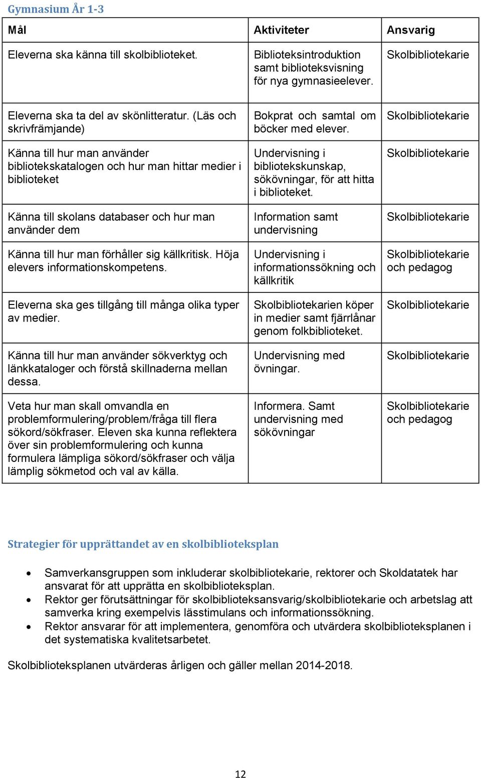 källkritisk. Höja elevers informationskompetens. Eleverna ska ges tillgång till många olika typer av medier.