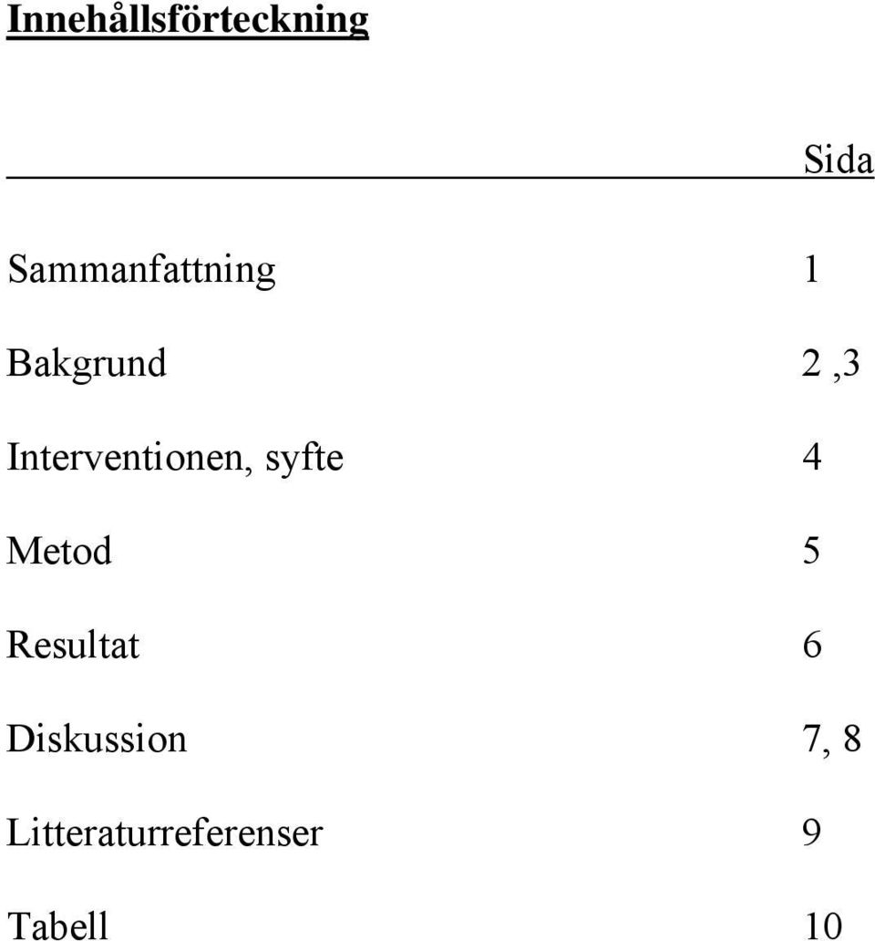 Interventionen, syfte 4 Metod 5