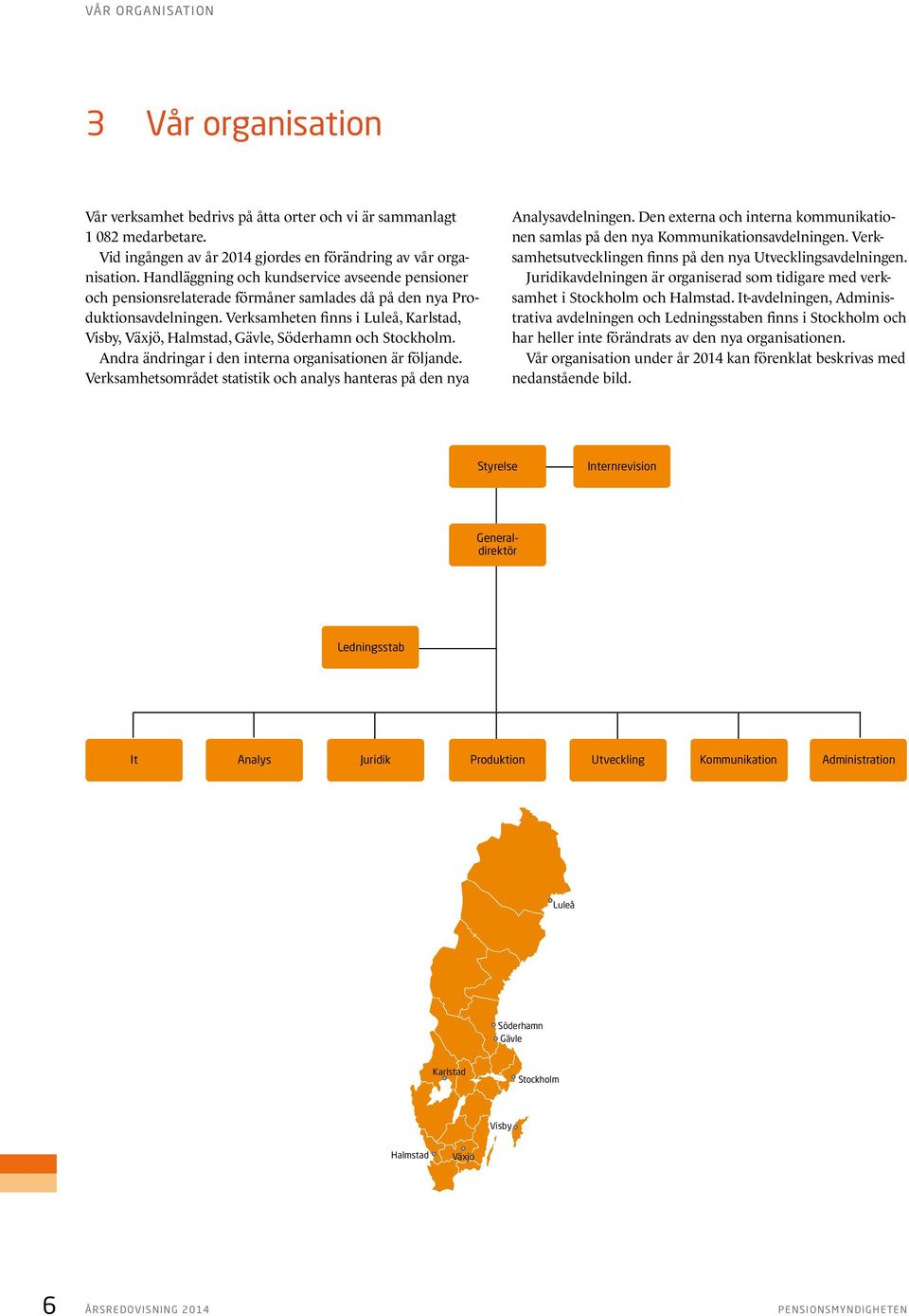 Verksamheten finns i Luleå, Karlstad, Visby, Växjö, Halmstad, Gävle, Söderhamn och Stockholm. Andra ändringar i den interna organisationen är följande.