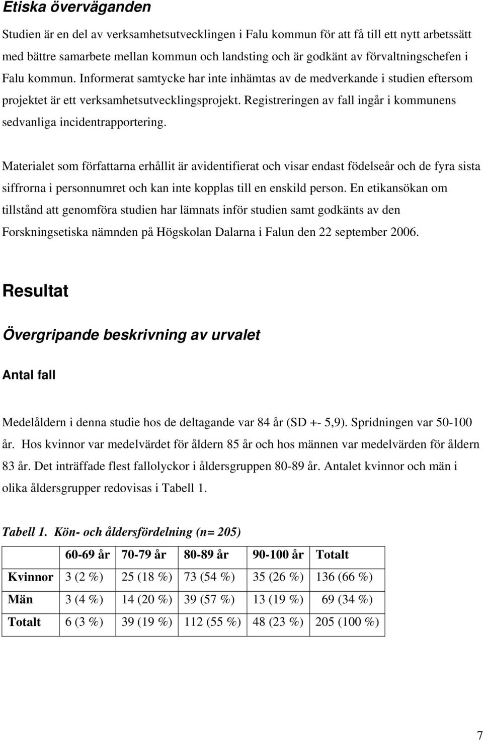 Registreringen av fall ingår i kommunens sedvanliga incidentrapportering.