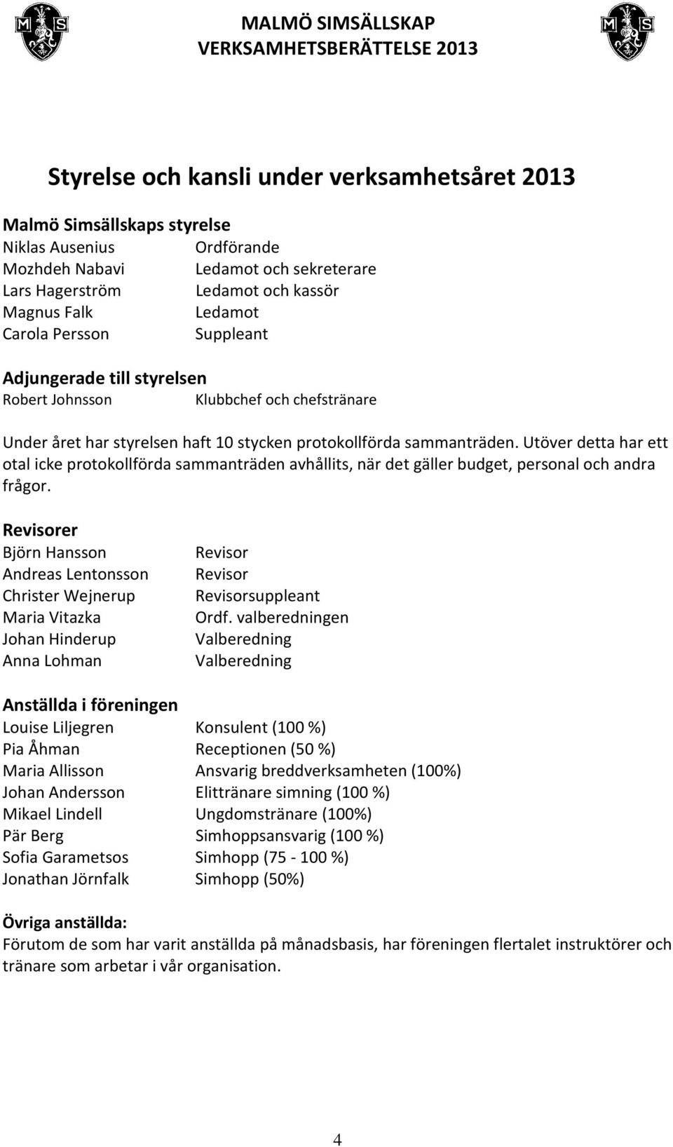 Utöver detta har ett otal icke protokollförda sammanträden avhållits, när det gäller budget, personal och andra frågor.