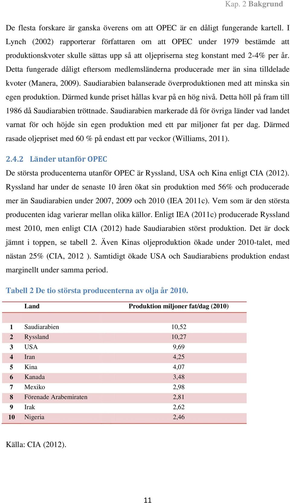 Detta fungerade dåligt eftersom medlemsländerna producerade mer än sina tilldelade kvoter (Manera, 2009). Saudiarabien balanserade överproduktionen med att minska sin egen produktion.