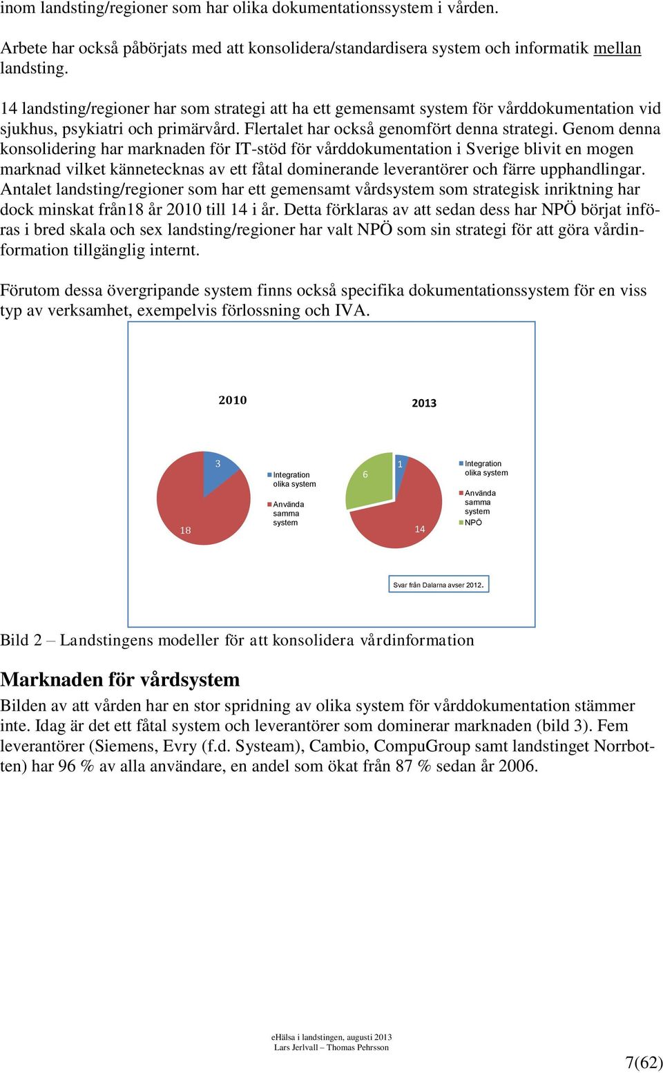 Genom denna konsolidering har marknaden för IT-stöd för vårddokumentation i Sverige blivit en mogen marknad vilket kännetecknas av ett fåtal dominerande leverantörer och färre upphandlingar.