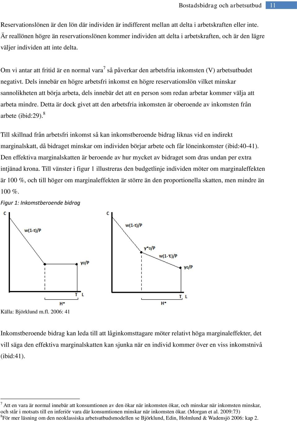 Om vi antar att fritid är en normal vara 7 så påverkar den arbetsfria inkomsten (V) arbetsutbudet negativt.