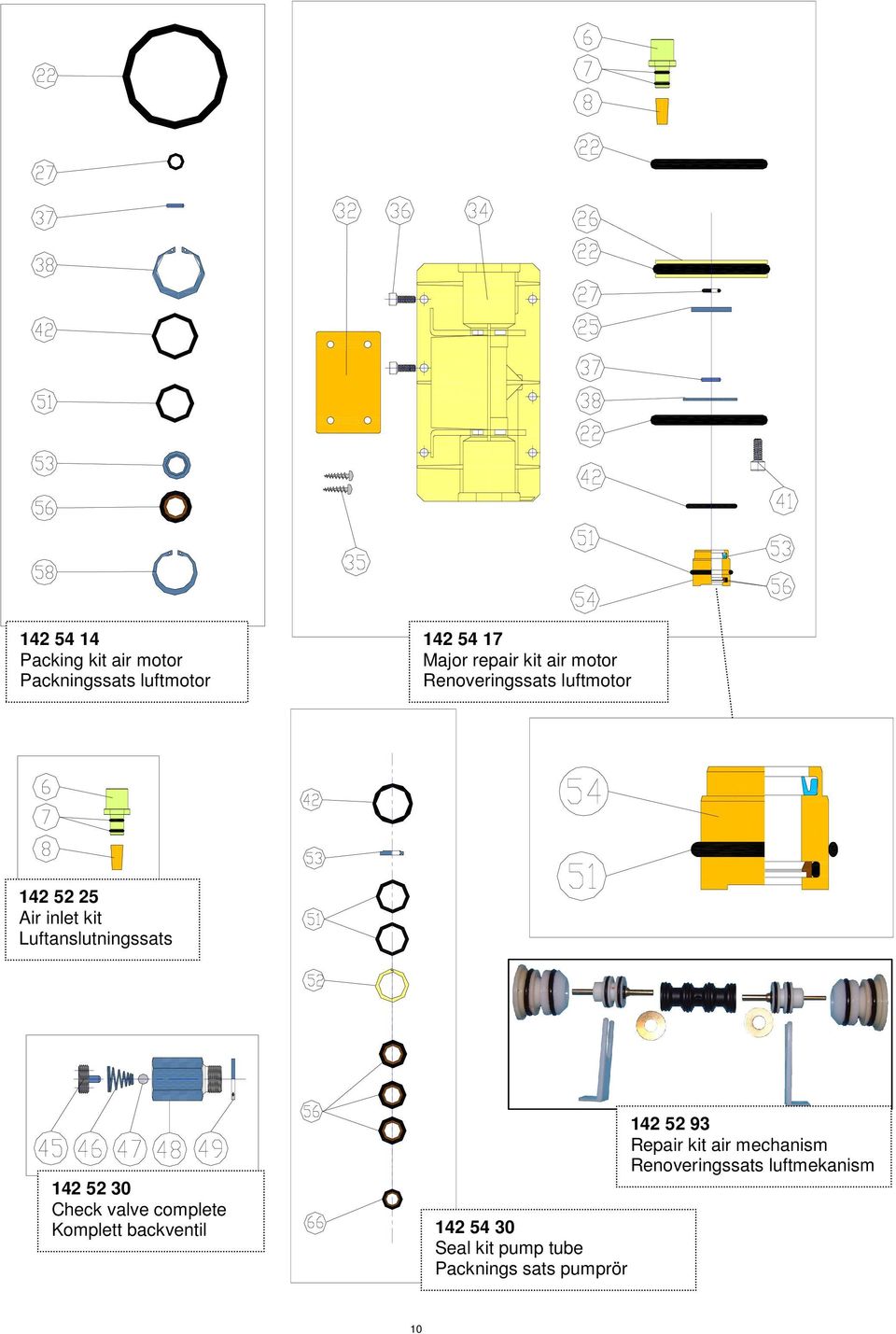5 93 Repair kit air mechanism Renoveringssats luftmekanism 4 5 30 Check valve