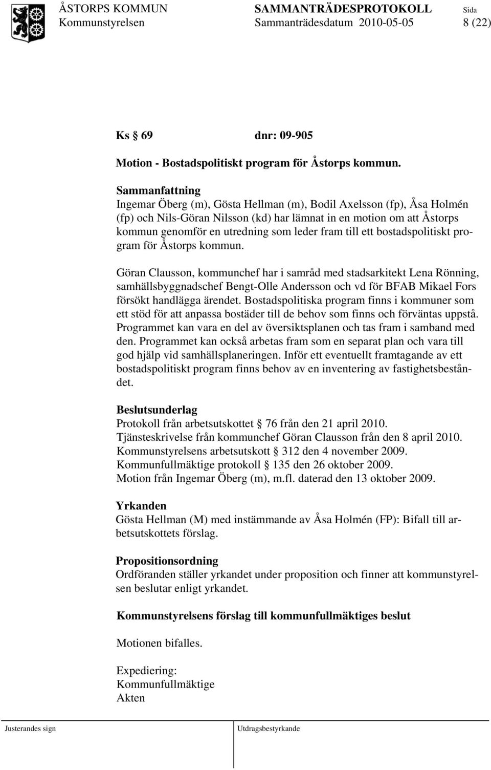 bostadspolitiskt program för Åstorps kommun.