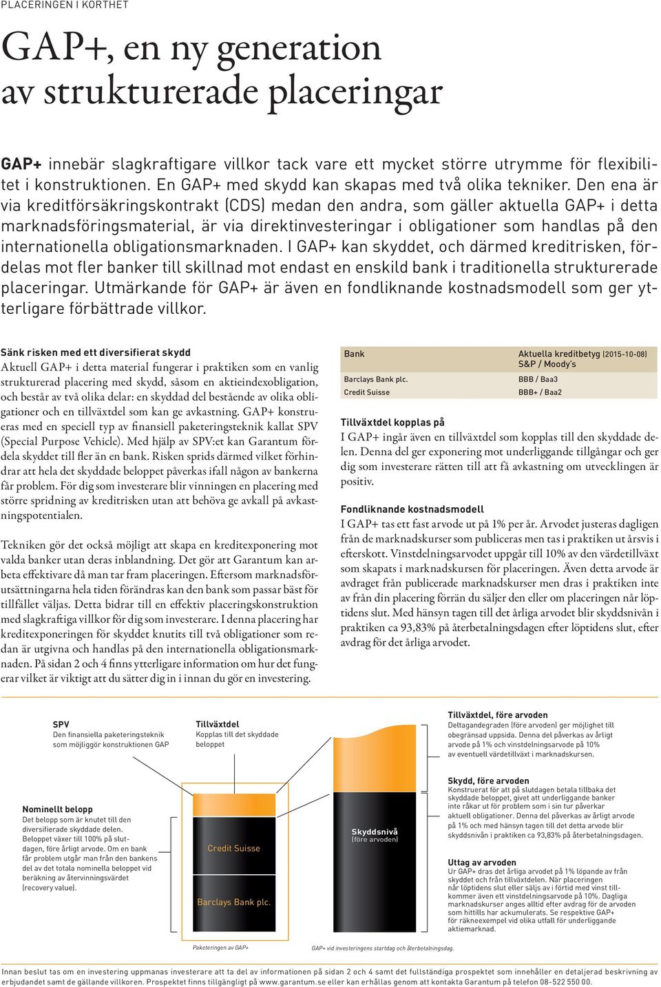 Den ena är via kreditförsäkringskontrakt (CDS) medan den andra, som gäller aktuella GAP+ i detta marknadsföringsmaterial, är via direktinvesteringar i obligationer som handlas på den internationella